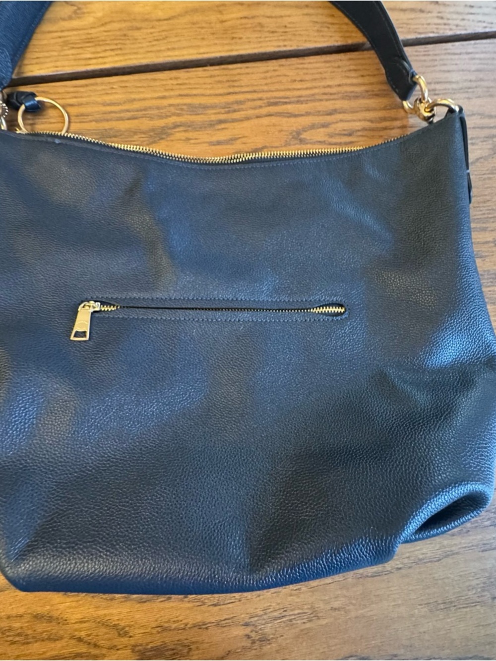 Coach Skylar Hobo Handbag Shoulder Bag Navy Blue Gold Hardware Pebble classy - Picture 8 of 16
